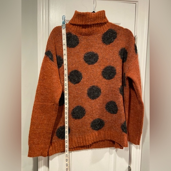 NWOT NorthStyle Size L Rust Black Polka Dot Cowl Neck Long Sleeve Fuzzy Sweater - Picture 7 of 11